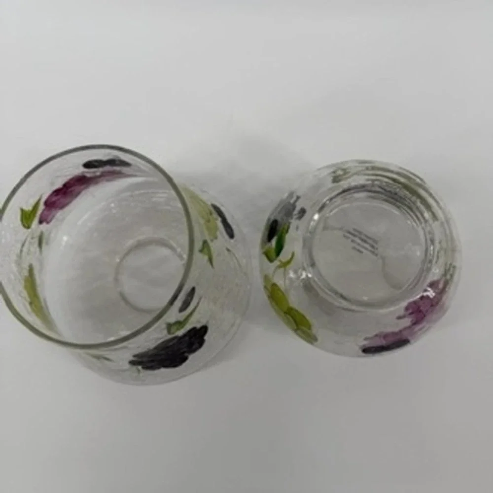 Home Essentials Hand Painted Crackle Glass Grape Candle Holder Lamp 10